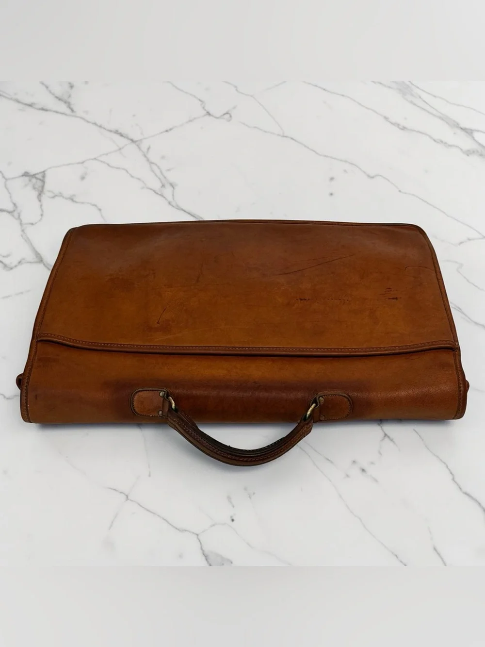1980s COACH Cognac Leather Briefcase USA Vintage Bag Attache No. 028-8921